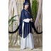 Party wear double layered Embellished abaya- Blue-White